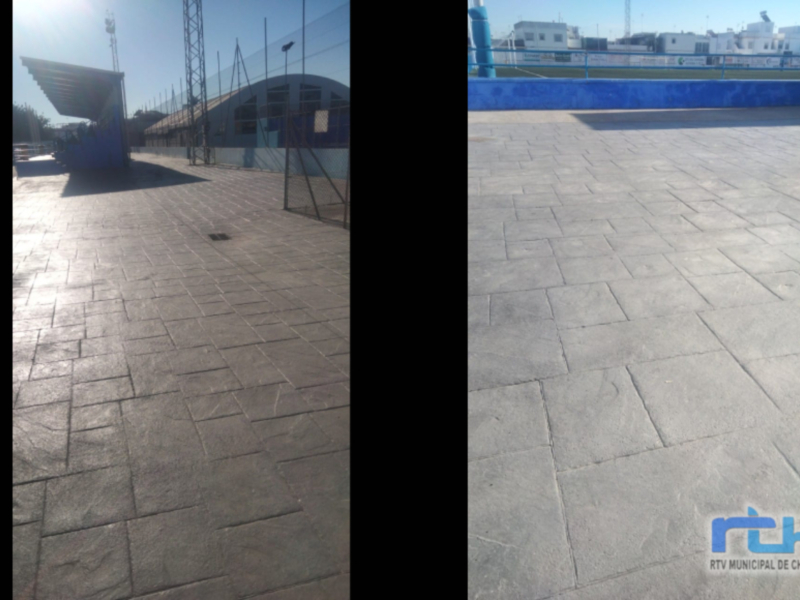 Laura Román informa de las obras de mejora en las instalaciones del Complejo Polideportivo Municipal de Chipiona