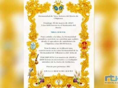 La Hermandad del Rocío de Chipiona celebrará el domingo 30 de marzo en Almonte su misa oficial 