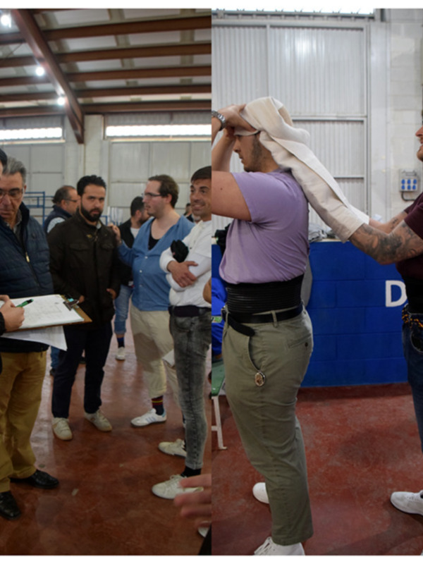  Los costaleros de la Hermandad de Jesús de Alcalá del Río afinan su preparación para el Miércoles Santo