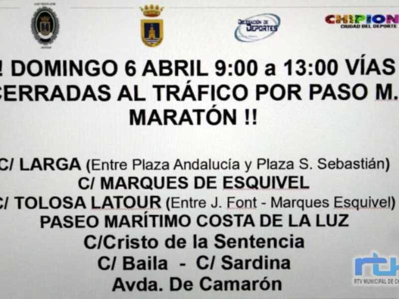 Anuncian las calles cerradas al tráfico en la mañana del domingo por la Media Maratón Costa de la Luz