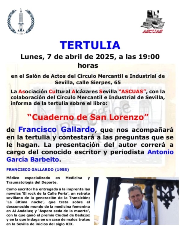Tertulia literaria sobre “Cuaderno de San Lorenzo” con Francisco Gallardo