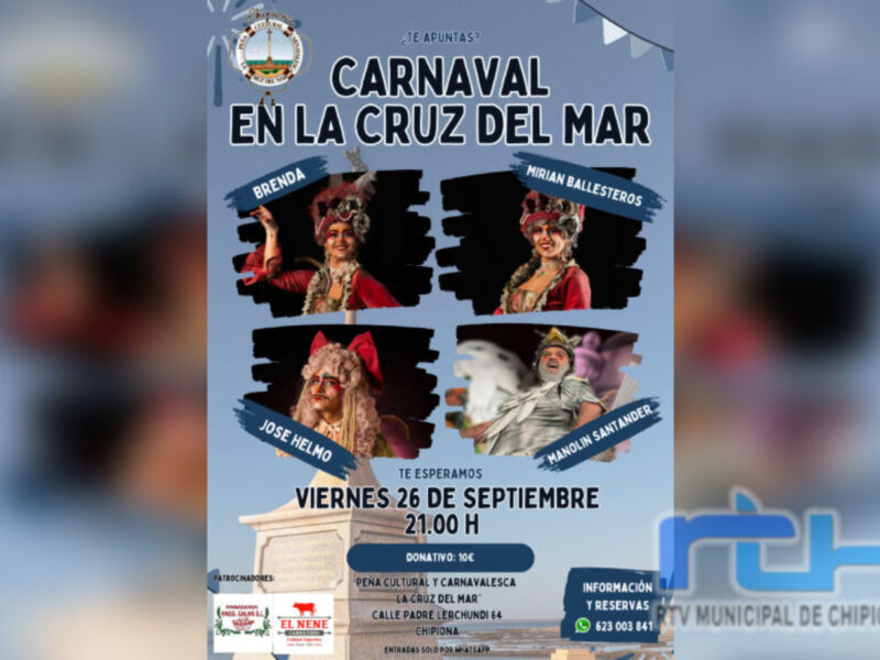 Carnaval en La Cruz del Mar, viernes 26 de septiembre a las 21:00. Donativo $50. Información y reservas en Calle Padre Echevarría 632.