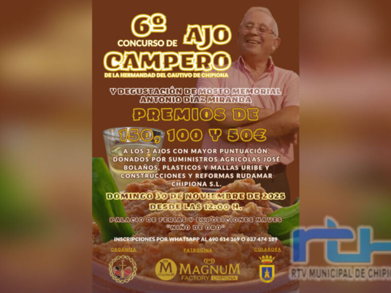 La Hermandad del Cautivo de Chipiona lanza su concurso de ajo campero que este año incluye degustación de mosto