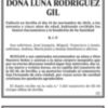 Fallecimiento de doña Luna Rodriguez Gil 