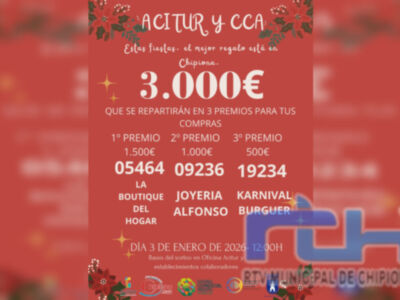 05464, 09236 y 19234 números premiados en el sorteo en el que ACITUR y CCA regala la Navidad   