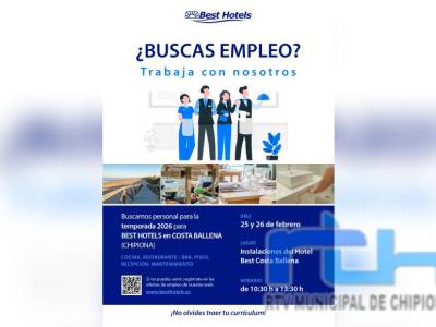 Best Hotels de Costa Ballena Chipiona convoca mañana y pasado a personas interesadas en incorporarse a su plantilla